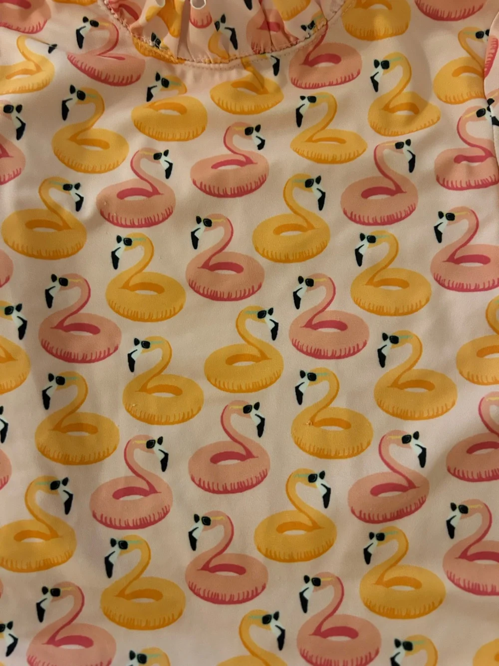 Janie and Jack Pink Rashguard with Yellow & Pink Flamingo Print